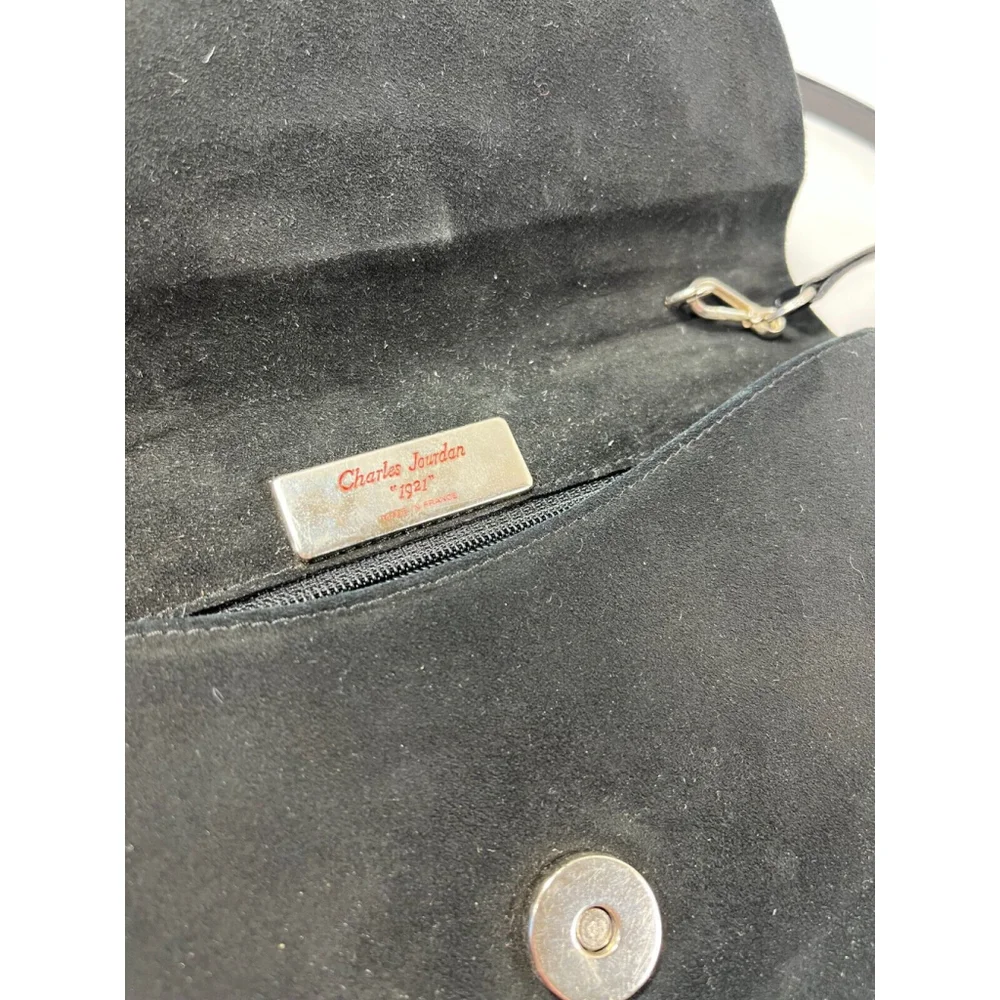 Charles Jordan JOURDAN shoulder bag Formal Flap Logo Hardware velvet and leather